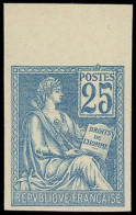 (*) VARIETES - 114d  Mouchon, 25c. Bleu, NON DENTELE, Bdf, TB. C - Ungebraucht