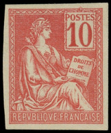 (*) VARIETES - 116   Mouchon, 10c. Rouge, NON DENTELE, TB. Br - Unused Stamps