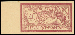 (*) VARIETES - 119   Merson, 40c., Essai En Lie De Vin, SANS Teinte De Fond, NON DENTELE, Papier Crème, Bdf, TB - Used Stamps