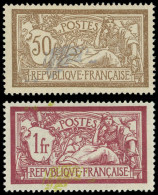 * VARIETES - 120b Et 121b, Merson, 50c. Brun Et Gris, CENTRE DEPLACE, Bons Centrages, TB - Unused Stamps