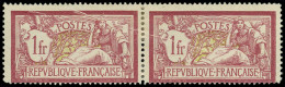 * VARIETES - 121   Merson,  1f. Lie De Vin Et Olive, PAIRE Avec PLI ACCORDEON, TB - Unused Stamps