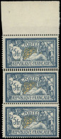 ** VARIETES - 123   Merson,  5f. Bleu Et Chamois, DOUBLE PIQUAGE Horizontal Dans Une Bande De 3 Verticale, Bdf, Superbe - Unused Stamps