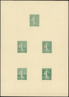 VARIETES - 129   Semeuse Lignée, épreuve Collective En Vert-gris, 10c. (4) Et 25c. (1), Types Différents, TB - Used Stamps