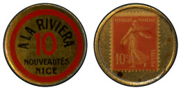 VARIETES - 138   Semeuse Camée, 10c. Rouge Sur Doré, Timbre Monnaie RIVIERA, TB - Oblitérés