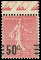 ** VARIETES - 224c  Semeuse Lignée, 50c. S. 65c. Rose, VALEUR Sur VALEUR, Barres A CHEVAL, TB - Unused Stamps