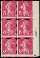 ** VARIETES - 278B  Semeuse Camée,  5c. Rose, PIQUAGE à CHEVAL, BLOC De 6 Bdf, TB - Unused Stamps