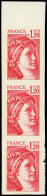 ** VARIETES - 1974   Sabine, 1,20 Rouge, NON DENTELE De La RGR, Bande Verticale De 3 Bdf, RR Et TB. J - Nuovi