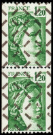 ** VARIETES - 2103   Sabine, 1,20 Vert, Roulette, PAIRE ANNULATION Hexagonale Des Rebuts, TB - Unused Stamps