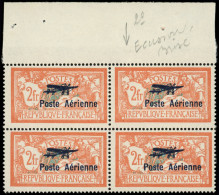 ** VARIETES - PA 1    2f. Orange Et Vert Bleu, ECUSSON CASSE Dans Un BLOC De 4 Bdf, Superbe - Other & Unclassified