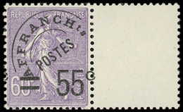 ** VARIETES - Préo 47    55c. S. 60c. Violet, Surchargé 55c. DEPLACE, "6" Visible, Bdf, TB - Autres & Non Classés