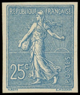 ** NON DENTELES - 132   Semeuse Lignée, 25c. Bleu, TB - Unclassified