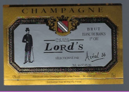 Etiquette Champagne Brut  Blanc De Blancs 1er Cru  Club Lord's  Union Champagne Avize Marne 51 - Champan