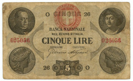 5 LIRE BANCA NAZIONALE NEL REGNO D'ITALIA NUOVO TIPO 15/01/1873 BB- - Andere & Zonder Classificatie