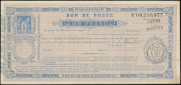 Let ENTIERS POSTAUX - Sage,  5c. Bleu, Bon De Poste N°F1, 1f. Lilas, Ministère Des Postes Et Télégraphes, Obl. NAINTRE 9 - Other & Unclassified