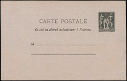 Let ENTIERS POSTAUX - Sage, 10c. Noir, CP N°G1, Carton Violet, TB - Other & Unclassified