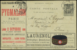 Let ENTIERS POSTAUX - Sage, 10c. Noir, CP Annonces TSC N°G35g, S. 10 Obl. PARIS 75 7/10/99, TTB - Otros & Sin Clasificación