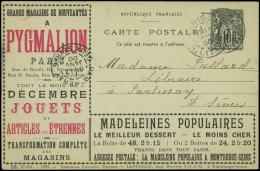 Let ENTIERS POSTAUX - Sage, 10c. Noir, CP Annonces TSC N°G35g, S. 29, Obl. PARIS 15/1/00, TB - Sonstige & Ohne Zuordnung