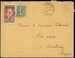 Let LETTRES DU XXe SIECLE - N°185 Et 130 Obl. Càd GRENOBLE 23/8/24 S. Env. Adressée En Poste Restante, Taxe Payée Au Dép - Covers & Documents