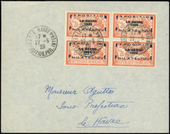 Let LETTRES DU XXe SIECLE - N°257A BLOC De 4 Obl. Càd EXPO LE HAVRE 22/5/29 S. Env., TB - Covers & Documents