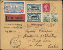 Let LETTRES DU XXe SIECLE - PA 2   5f. Bleu PAIRE + N°163 (2), 196 Et Vignette Ligne Aéronautique De France, Obl. 19/2/2 - 1927-1959 Covers & Documents