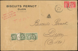 Let LETTRES DU XXe SIECLE - Taxe 31 BANDE De 4 Mill.6 Obl. DIJON 29/6/35 S. Grande Env. Affie N°283 (2) Obl. PARIS 28/5, - Portomarken