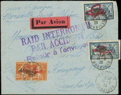 Let Aviation, Guerres, Maritimes Et Navales - N°123 (2) Surch. ANNULE, N°235 Paire Surch. ANNULE, Obl. PONTIVY 15/2/29 S - First Flight Covers