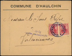 Let Guerres 1914/1918 - Allemagne N°84 (2) Obl. Cachet Ueberwachungsstelle S. Env. De La Commune D'Haulchin, Griffe "Zul - WW I