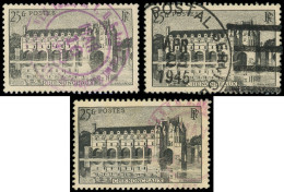 Guerre 1939/1945 - N°611 Obl. Américaine, 3 T. Cachet Noir, Rouge Et Violet, TB - Guerre De 1939-45