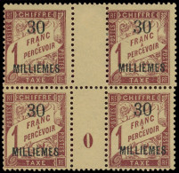 ** ALEXANDRIE Taxe 5 : 30m. Sur 1f. Brun-carmin Sur Paille, BLOC De 4 Mill.0, Ch. Sur Intervalle (hors Mill.), TB - Autres & Non Classés