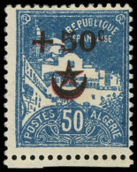 ** ALGERIE 66a : +50c. Sur 50c. Bleu, DOUBLE Surcharge Noire Et Rouge, TB - Sonstige & Ohne Zuordnung