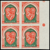 ** ALGERIE 353a : 6f. Rouge Et Vert, Republique Française, BLOC De 4 NON DENTELE Bdf, TB - Other & Unclassified