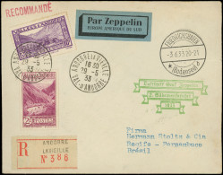 Let ANDORRE 41 Et 44 : 2f. Et 10f. Obl. ANDORRE LA VIEILLE 29/5/33 S. Env. Rec., Cachet Zeppelin, Càd Friedrichshafen 3/ - Brieven En Documenten