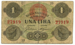 1 LIRA BANCA NAZIONALE NEL REGNO D'ITALIA 15/01/1873 BB - Other & Unclassified