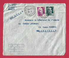 !!! INDOCHINE, LETTRE PAR AVION CACHET BPM 406A DU TONKIN POUR MARSEILLE DE 1947, AFFRANCHISSEMENT GANDON - Airmail