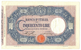 500 LIRE BARBETTI GRANDE C MATRICE LATERALE TESTINA DECRETO 11/04/1907 BB/BB+ - Regno D'Italia - Altri