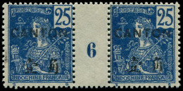 * CANTON 40 : 25c. Bleu, PAIRE Mill.6, Gomme Coloniale, TB - Autres & Non Classés