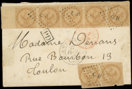 Let COCHINCHINE CG N°3 : Aigle, 10c. Brun, BANDE De 5 Bdf Et PAIRE Obl. Los. CCH S. Env., Càd COCHINCHINE SAIGON 22/2/69 - Sonstige & Ohne Zuordnung