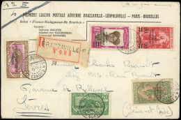 Let CONGO 82, 94, 95 Et 100 MIXTES Avec GABON N°113 Obl. BRAZZAVILLE RP 20/3/30 S. Env. Rec. 1ère Liaison Postale Aérien - Autres & Non Classés