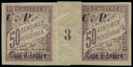 * COTE D'IVOIRE Colis Postaux 12 : 50c. Lilas, PAIRE Mill.3, Pli Sur Intervalle, Sinon TB - Autres & Non Classés