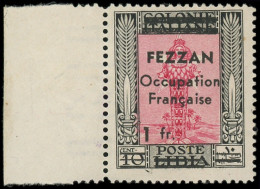 ** FEZZAN 3 : 1f. Sur 10c. Noir Et Rouge Carminé, Bdf, TB - Other & Unclassified