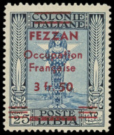 * FEZZAN 6a : 3f50 Sur 25c. Bleu Et Outremer, F De Française Cassé, TB - Autres & Non Classés