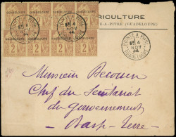 Let GUADELOUPE 15 : 2c. Lilas-brun Sur Paille, 2 BANDES De 4, Obl. Càd POINTE à PITRE 4/11/94 S. Env. Pour BASSE-TERRE,  - Otros & Sin Clasificación