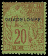 * GUADELOUPE 20c : 20c. Brique Sur Vert, GUADELONPE, TB. S - Other & Unclassified