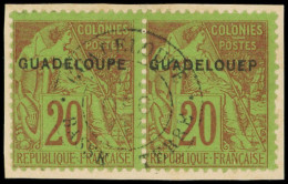 GUADELOUPE 20da : 20c. Brique Sur Vert, GUADELOUEP Tenant à Normal, Obl. S. Fragt, TB - Other & Unclassified