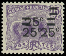 * GUYANE 97a : 25c. Sur 15c. Violet, TRIPLE Surch., TB - Other & Unclassified