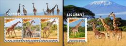 Centrafrica 2023, Animals, Giraffes, 3val In BF+BF - Central African Republic