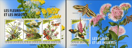 Centrafrica 2023, Flowers, Insects, Butterfly, 3val In BF+BF - Central African Republic
