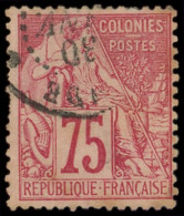 INDE CG N°58 : 75c. Rose Obl. PONDICHERY-INDE 30/1/_ (une Dc), Signé - Altri & Non Classificati