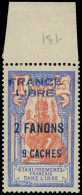 ** INDE 131 : 2fa.9ca. Sur 25c. Outremer Et Rouge-orange, Surch. FRANCE LIBRE, Bdf, TB - Altri & Non Classificati