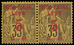 * INDOCHINE 1aa : 5 Sur 35c. Violet Sur Jaune, 1889 Plus Petit Tenant à Normal, TB - Other & Unclassified